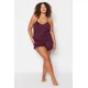 Trendyol Curve Plum Halter Knitted Lace Detailed Pajamas Set