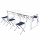 VIDAXL zložljivi set za kampiranje: miza z nastavljivo višino (180x60cm) + 6x stol