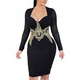 Elegant dress with long sleeves and decoration vette black