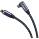 PremiumCord USB-C ukrivljen kabel ( USB 3.2 GEN 2x2, 5A, 100W, 20Gbit/s ) 1 m, aluminijasti pokrovčki priključkov, bombažna pletenica