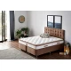 Hanah Home Bračni krevet sa prostorom za odlaganje Latte 140x38x190cm Crni