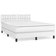 Vidaxl Box spring postelja z vzmetnico bel 140x190 cm umetno usnje