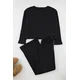 Trendyol Black Ribbed Knitted Pajama Set