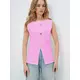 Trend Alacati Stili Ženska bluza bez rukava Alc-X13729, Okrugli izrez, Roze