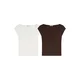 Bershka Majica temno rjava / bela