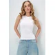Trend Alacati Stili Ženska bluza bez rukava Alc-X13669, Okrugli izrez, Bela