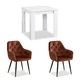 Homestyle4U Jedilna miza in stol set, 80x80x75 cm, bela in rjava