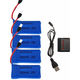 Komplet 4 baterij Lipo 25C 3,7 V 380 mAh za brezpilotna letala | Vključno s polnilnikom | Združljivo s HUBSAN X4, H107, V252, modra