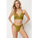 Trendyol Green Textured High Leg Regular Bikini Bottom