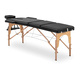 Sklopivi stol za masažu - ekstra širok (70 cm) - nagnuti oslonac za noge - drvo bukve - crno