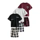 Next Pižama kremna/vinsko rdeča/črna/bela
