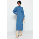 Trendyol Indigo Bolero Detailed Knitwear Cardigan-Dress Bottom-Top Set