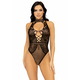 Leg Avenue Net and Lace Keyhole Bodysuit Black