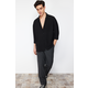 Trendyol Black Oversize Fit Wide Collar Shirt