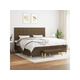Den Box spring postelja z vzmetnico temno rjav 200x200 cm blago