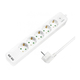 LOGILINK Produžni kabl 5 mesta, 2 USB, prekidač 1,5m, beli