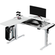 ULTRADESK Gaming miza WINGER - bela, 111x155x60 cm, 75-122 cm, elektronsko nastavljiva, RGB osvetlitev, držalo za slušalke