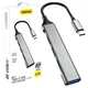 shumee HUB razdelilni adapter iz vtičnice USB-C na 4x USB, črn, siv