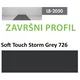 Profil Zidni MDF Završni LB-3821-B Soft Touch Storm Grey (726) 2800x116x18mm ( 026-137 )