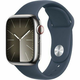 Apple Watch Series 9 GPS + Cellular, srebrno kućište od nehrđajućeg čelika od 41 mm sa sportskim remenčićem Storm Blue - M/L