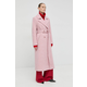 Vuneni kaput Beatrice B boja: ružičasta, za prijelazno razdoblje, kopčanje u dva reda