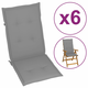 vidaXL Jastuci za vrtne stolice 6 kom sivi 120 x 50 x 3 cm