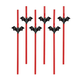 Halloween slamice z netopirji, rdeče-bele, 19,5 cm, 6 kosov