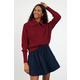 Trendyol Claret Red Wide Pattern Turndown Collar Zippered Knitwear Cardigan