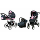 Babylux Largo Grey Light Pink | 3v1 Kombinirani Voziček kompleti | Otroški voziček + Carrycot + Avtosedežem