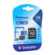 Spominska kartica SDXC, Micro SD, 64GB, Verbatim, črna