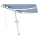 shumee Ročno valjana tenda z LED 300x250 cm modro-belo