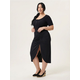 Sinsay - Midi suknja s nabiranjem i prorezom Plus Size - crno