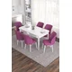 Hanah Home Set Trpezarijski sto i 6 stolica Eva, Ljubičasto-beli