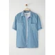 Trendyol Blue Wide Fit Short Sleeve Western Denim Jeans Shirt