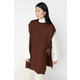 Trendyol Dark Brown Tie Waist Braided Knitwear Sweater