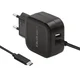Qoltec stenski polnilnik 17 W | 5 V | 3,4 A | USB + USB tipa C