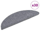 Prostirke za stepenice, samoljepljive, 30 kom, 56x17x3 cm, svijetlo sive, poluokrugle