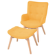 vidaXL Fotelj s stolčkom za noge blago rumene barve