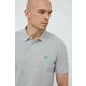 Pamučna polo majica United Colors of Benetton boja: siva, jednobojni model