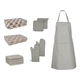vidaXL Set ručnika od 15 komada s kuhinjskim dodacima sivi od pamuka