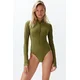 Trendyol Khaki Zippered Long Sleeve Regular Swimsuit