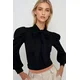 Trend Alaçati Stili Womens Black Halter Neck Princess Sleeve Woven Blouse