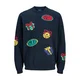 JACK & JONES Pulover JORHOLIDAY nočno modra/svetlo rumena/meta/rdeča