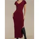Sinsay - Uska pletena midi haljina - burgundy