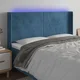 LED posteljno vzglavje temno modro 203x16x118/128 cm žamet