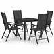 5-dijelni vrtni blagovaonski set aluminijski crni