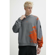 Pamučna dukserica A-COLD-WALL* Brushstroke Crewneck za muškarce, boja: siva, s tiskom, ACWMW184