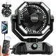 KJB Portable Camping Fan with 20000mAh Battery and LED Light KJB baterijski namizni ventilator za kampiranje 20000 mAh z LED in daljincem, zelen