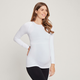 MP ženska nosečniška brezšivna majica z dolgimi rokavi - bela - XS