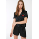 Trendyol Black Embroidered Satin Shirt-Short Woven Pajamas Set